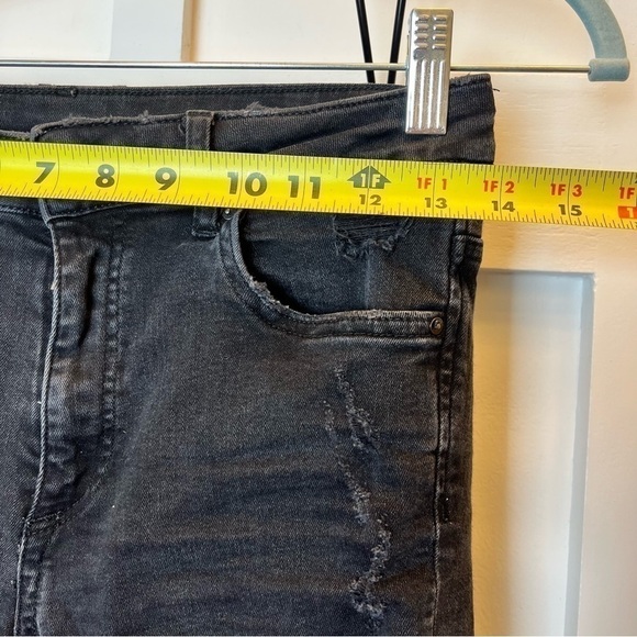 H&M Jeans Women’s Size 28 Black Denim Skinny Ankle High Waist Ripped Belt Loops - Picture 10 of 12